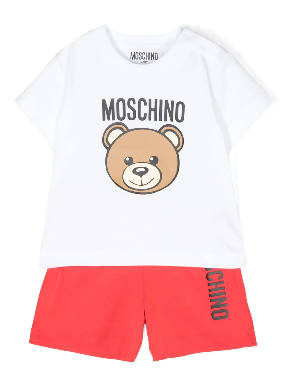 

Комплект из топа и шортов с принтом Teddy Bear Moschino Kids, белый