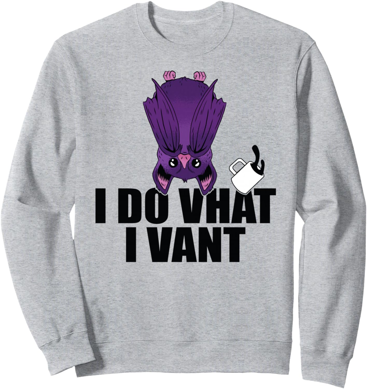 

Я делаю то, что хочу. Мем про вампиров. Мем про летучую мышь-вампира. Мем на Хэллоуин. Толстовка с надписью «Пролитый кофе», синяя I Do Vhat I Vant Funny Vampire Bat Halloween Memes