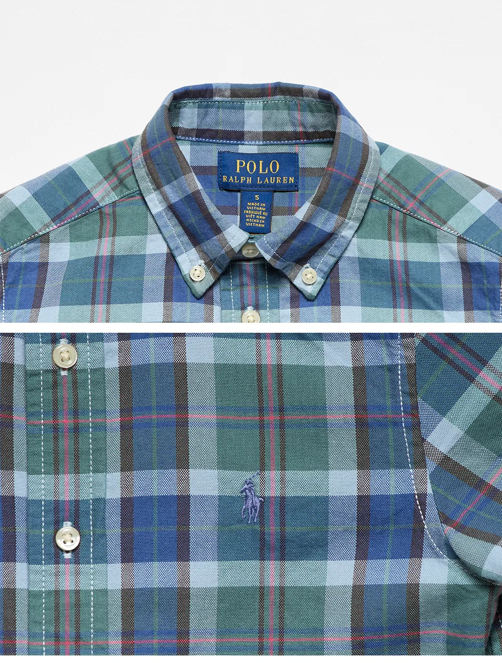 Детская хлопковая рубашка с коротким рукавом в клетку от Polo Ralph Lauren Children — фото 4