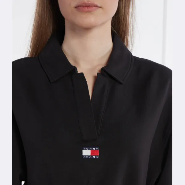 Укороченная толстовка поло Tjw spr crp с драпировкой и значком Tommy Hilfiger, черный — фото 4