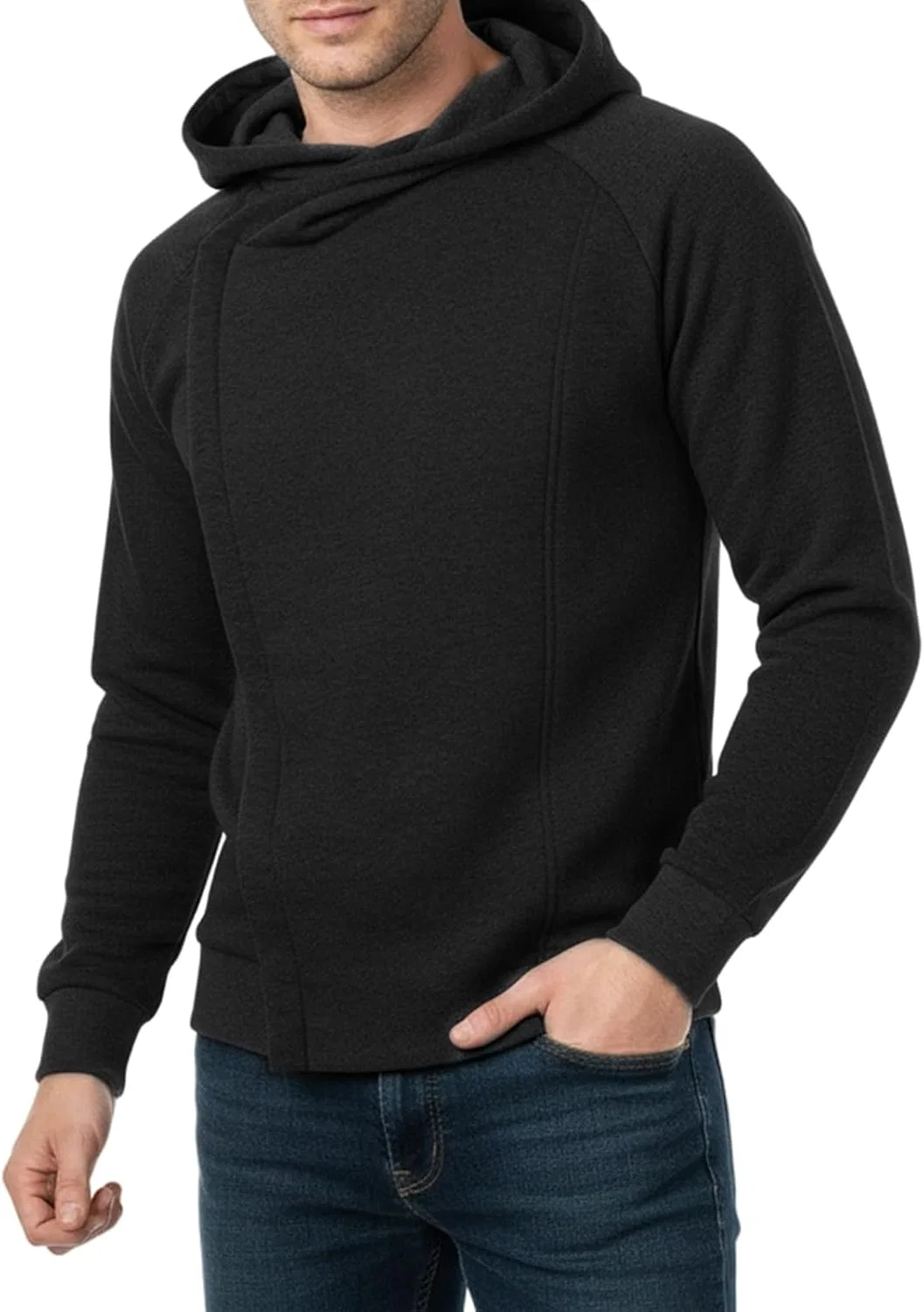 Худи мужское на молнии, асимметричное, Dark Gray