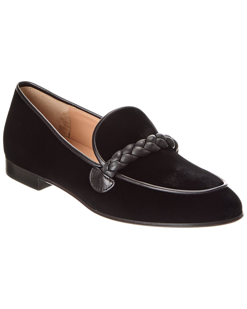 Gianvito Rossi Belem Лоферы из бархата и кожи, черный