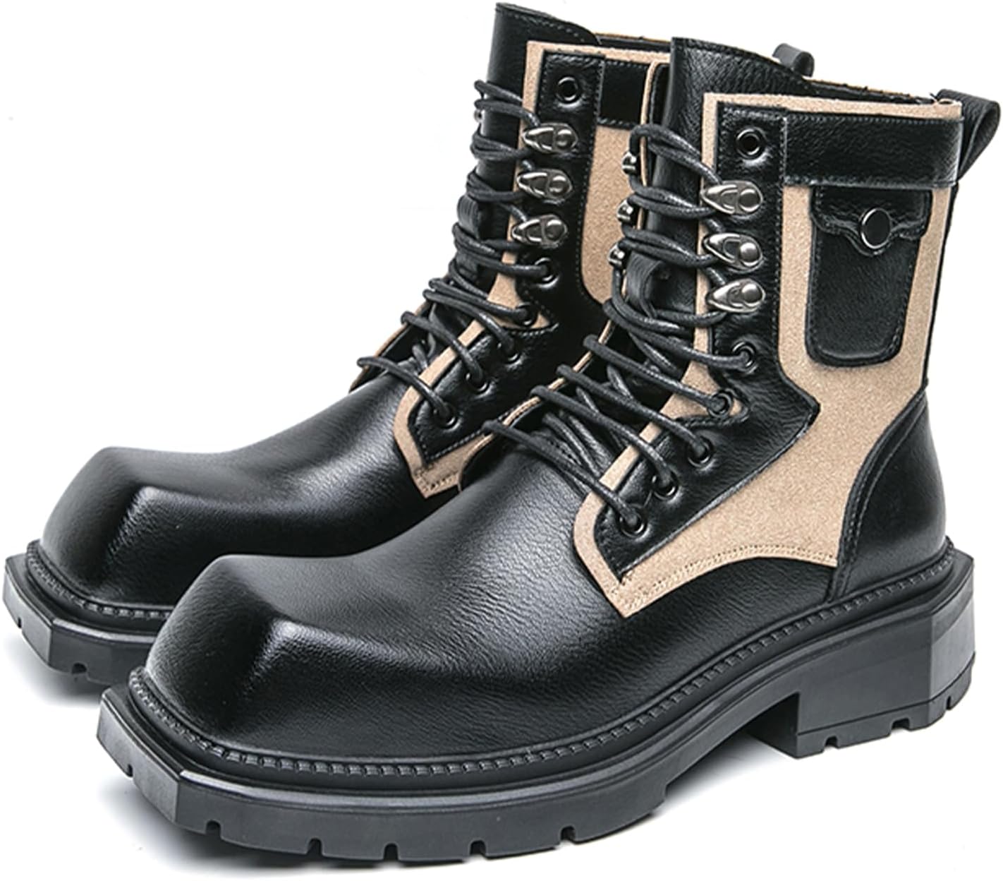 

Мужские военные ботинки, винтажные кожаные ботинки Чукка, платформа на шнуровке с квадратным носком для вечеринки, мотоциклетные короткие ботинки Dacnakby, черный