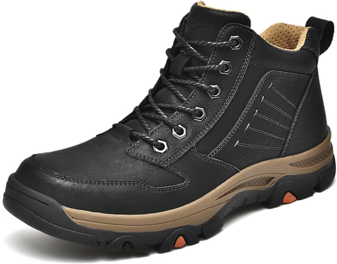 

Мужские водонепроницаемые спортивные кожаные ботинки для походов с противоскользящей подошвой, удобные, модные, дышащие кроссовки, ботинки Generic, черный