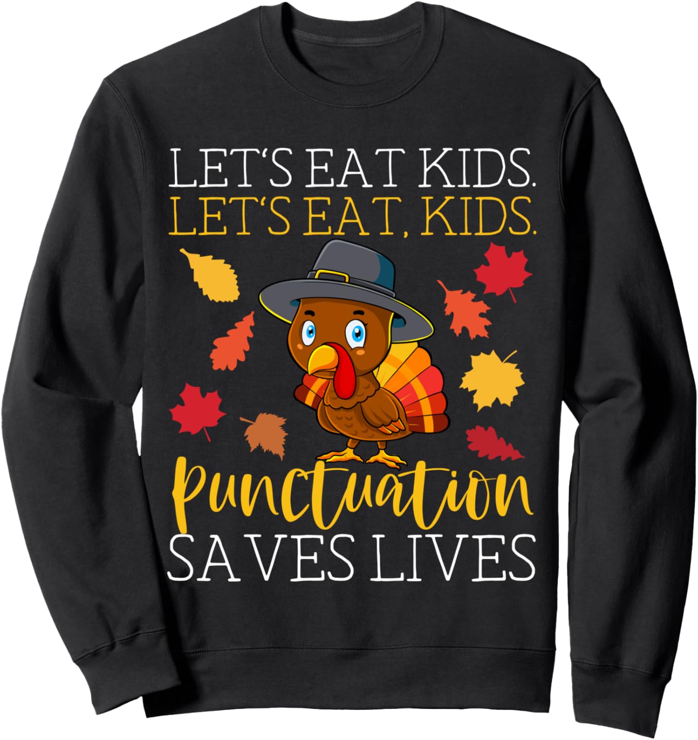 

Забавная толстовка с надписью «Давайте поедим, дети, грамматика, День благодарения, учитель английского языка» Thanksgiving Time Gift Store, черный