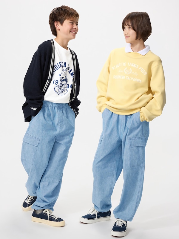 

Джоггеры cargo из шамбре Uniqlo, 64 blue