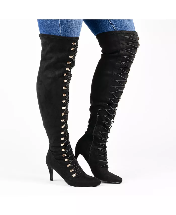 Женские ботинки Trill Wide Calf Over The Knee на шнуровке Journee Collection, красный — фото 3