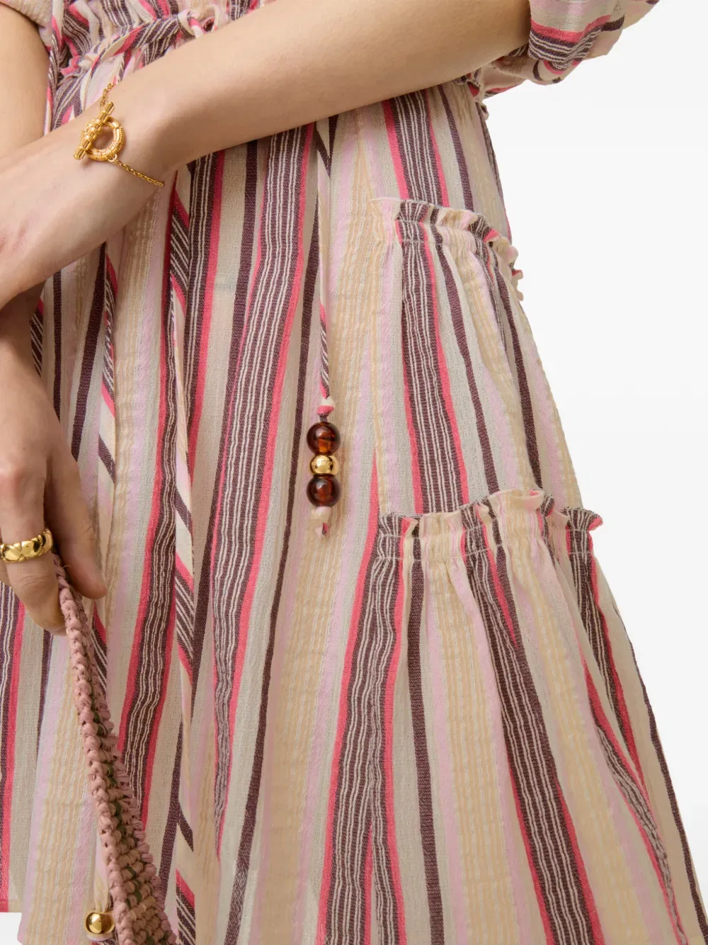 Платье Burberry, мини-платье, полосатое, хлопковое, нейтральный — фото 3