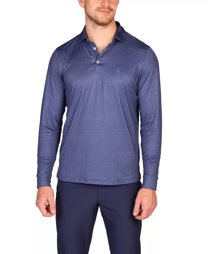 

Мужская игровая футболка поло с длинным рукавом для занятий спортом - мини-гусиная лапка Tailorbyrd, синий