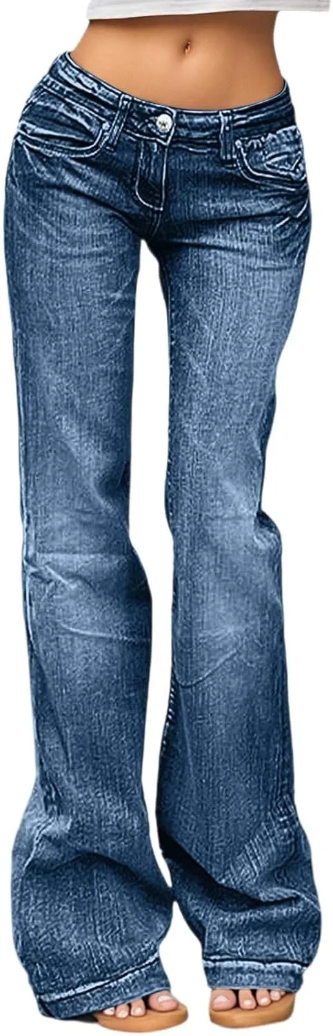 

Женские расклешенные джинсы Y2k 90s Bootcut Mid-Low Rise Vintage Stretch