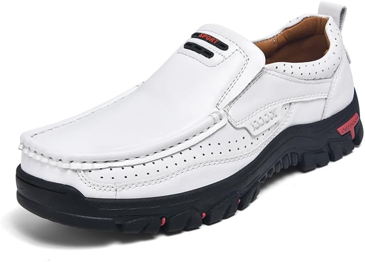 

Мужские слипоны-лоферы на каждый день, кожаная обувь без шнурков, удобные и дышащие, для прогулок, офиса и бизнеса Soft Time Toy, белый