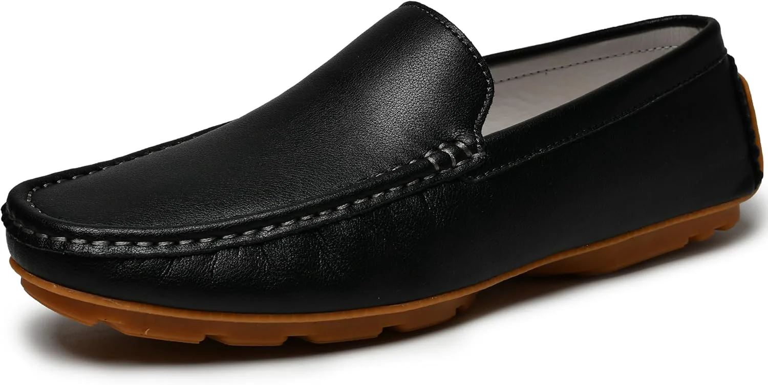 Мужские туфли JIONS Penny Loafers из кожи, мокасины для вождения, слипоны, формальные ботинки, черный — фото 2
