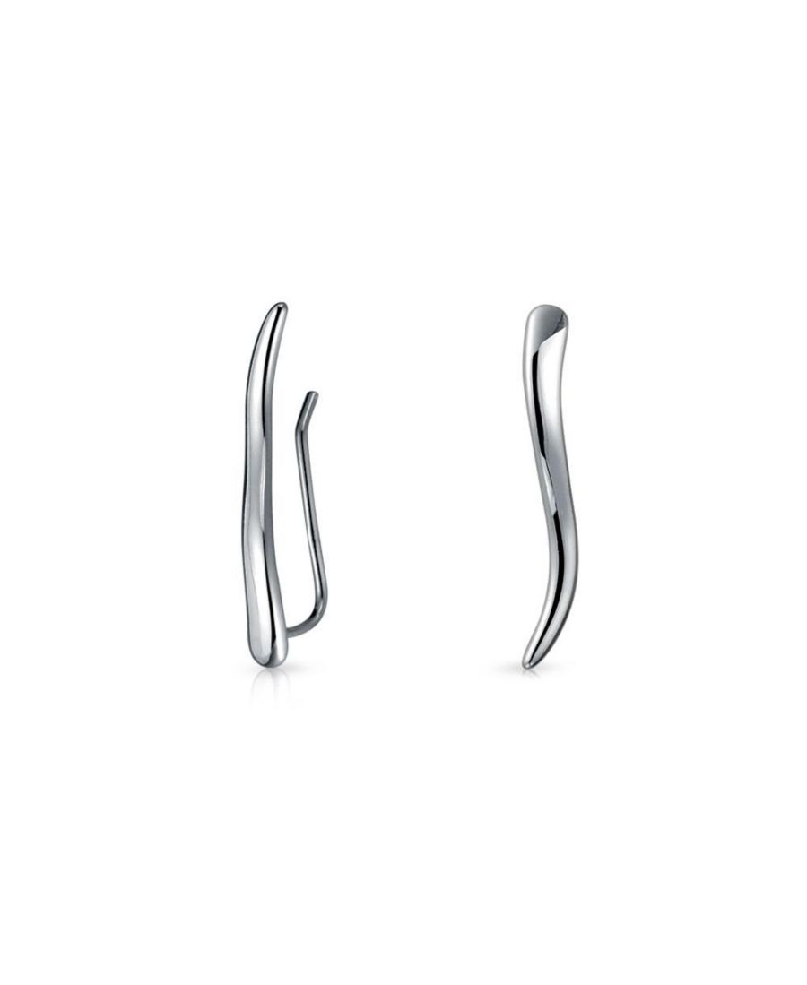 

Минималистичные геометрические линейные волнообразные серьги-гвоздики, серьги-каффы, серьги-каффы, покрытые желтым золотом (925 проба) Bling Jewelry, Silver