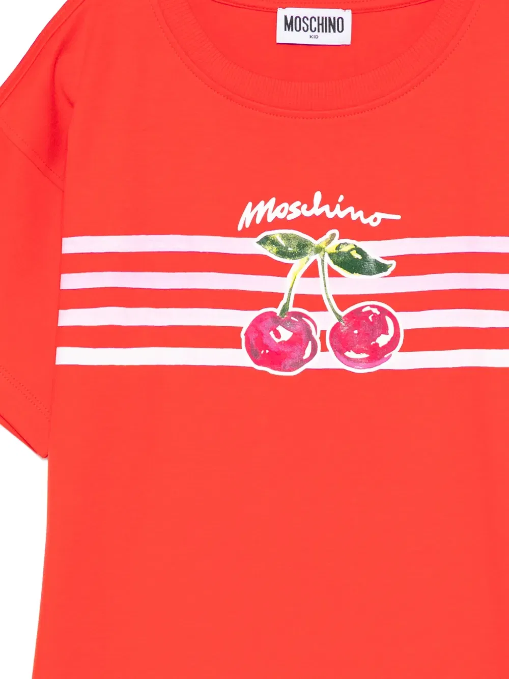Платье в вишневую полоску Moschino Kids, красный — фото 3