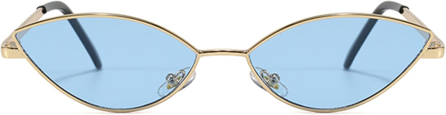 

Солнцезащитные очки Bullabulling в стиле ретро, ​​овальные, для женщин, 80-90-е, маленькие овальные очки «кошачий глаз», модные винтажные, золотистые, узкие, Gold Blue
