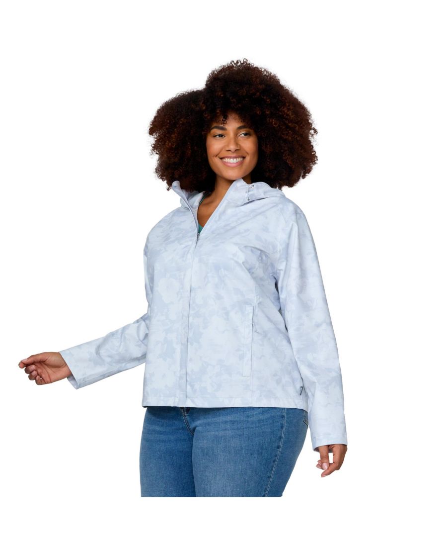 

Дождевая куртка большого размера X2O, которую можно сложить Free Country, Silver chip floral bliss