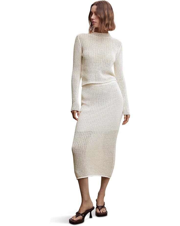 

Юбка MANGO Basket Skirt, цвет Off-White