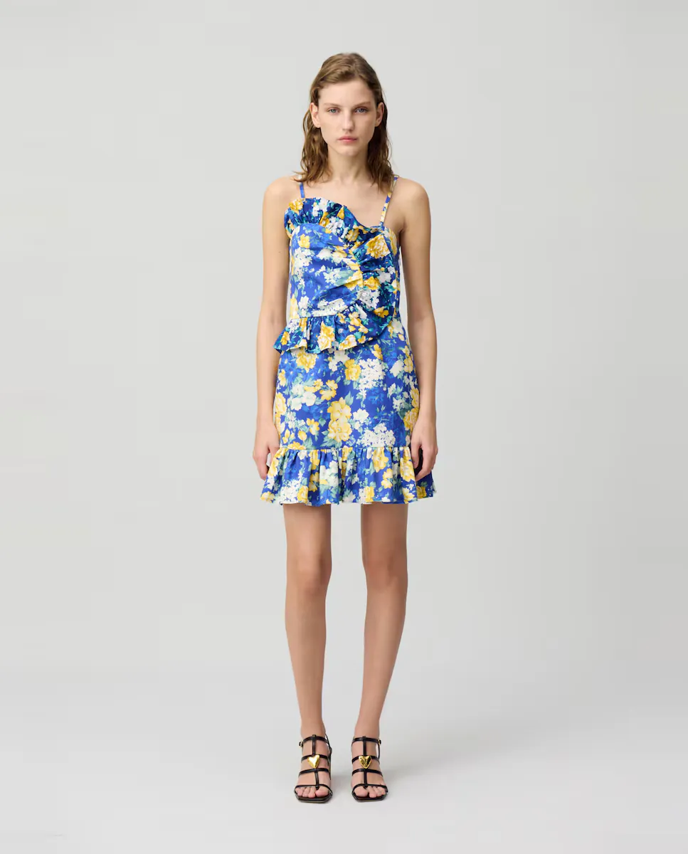 

Короткое платье с рюшами Claudie Pierlot, мультиколор