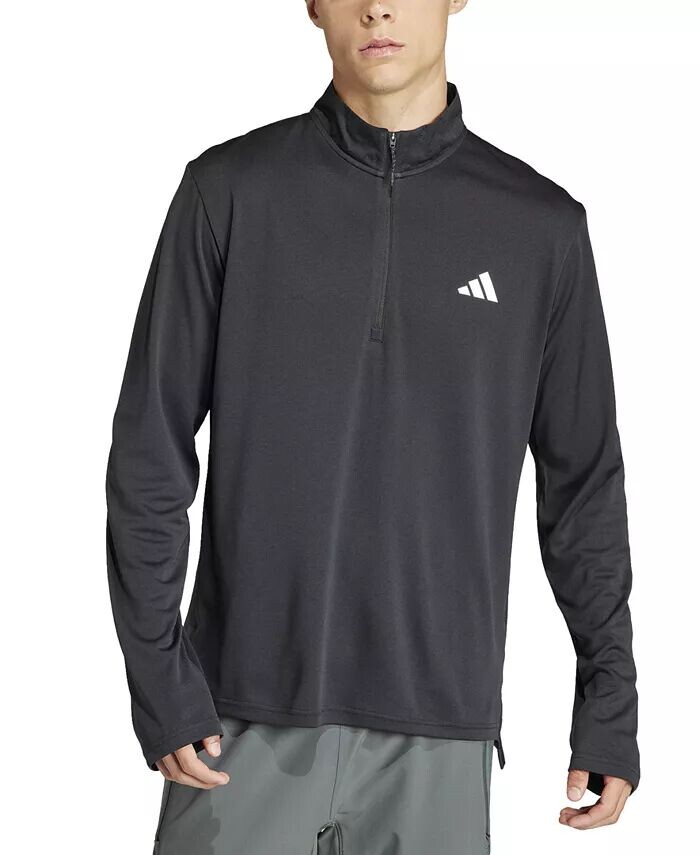 

Мужской топ Essentials Training с молнией четверти и длинными рукавами adidas, черный