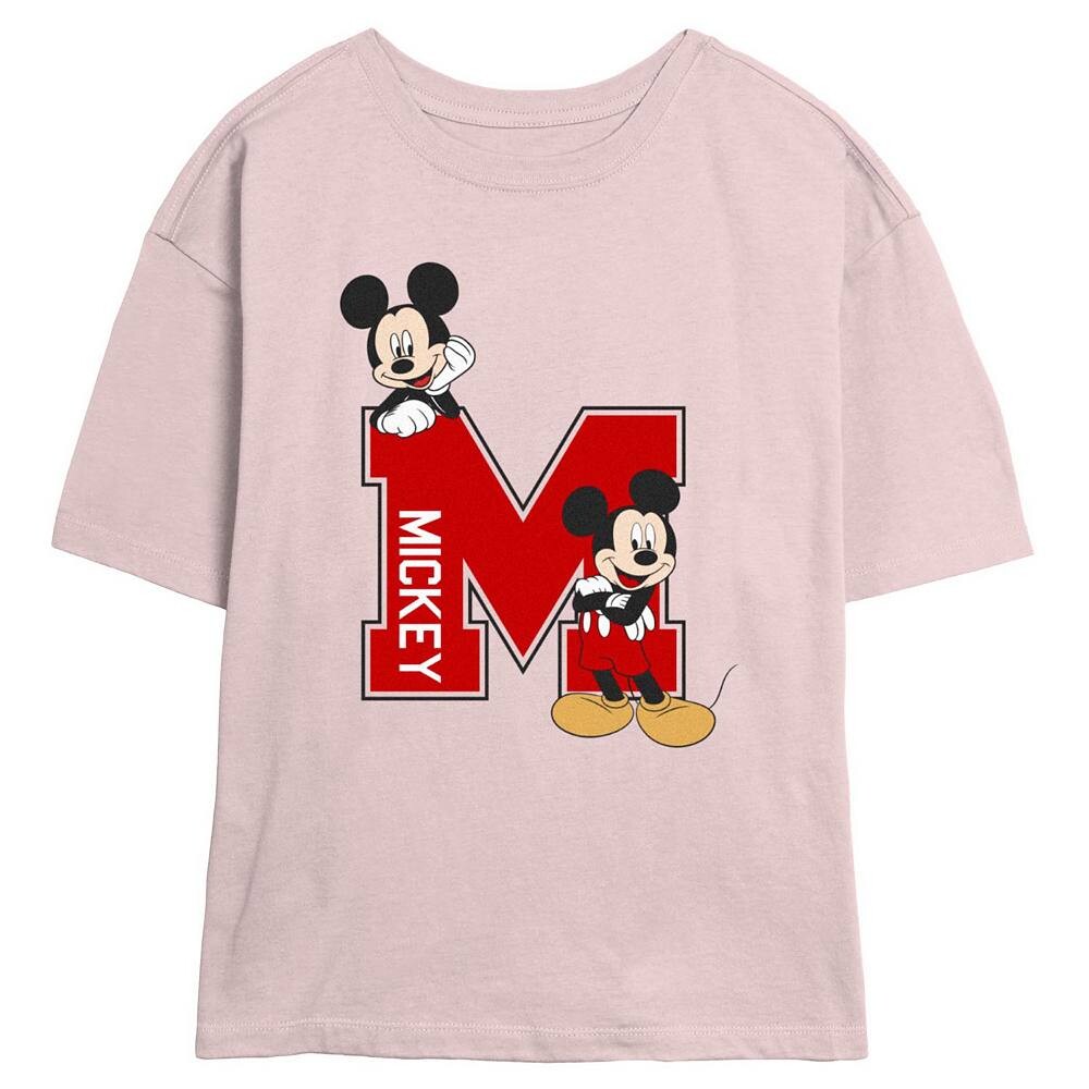 

Футболка Disney's Mickey Mouse Varsity Mickey Juniors с рисунком скиммера, цвет Blush