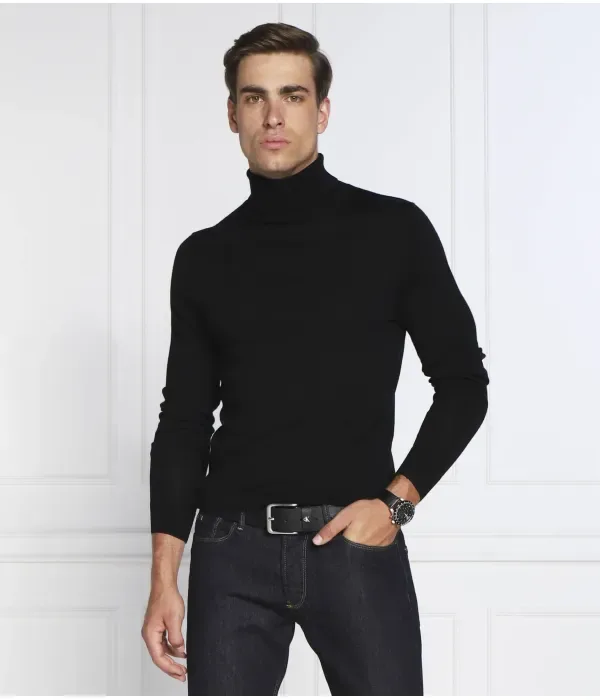 Шерстяная водолазка slim fit Calvin Klein, черный — фото 3