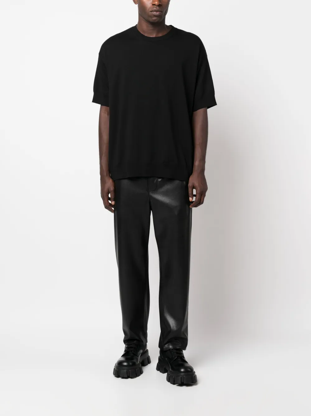 Шерстяной джемпер с короткими рукавами JIL SANDER, черный — фото 2