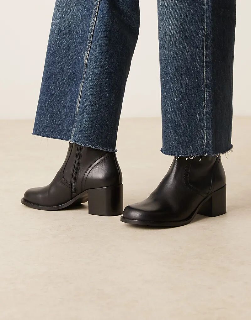 Ботильоны Rory из кожи с круглым носком и каблуком, черные, ASOS DESIGN