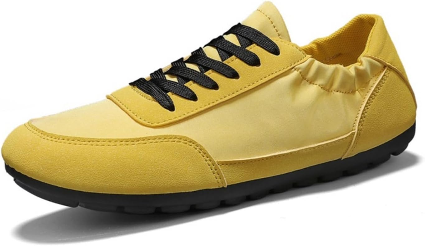 

Мужские повседневные кроссовки на шнуровке с текстурированным носком, дышащей сетчатой подкладкой и нескользящей подошвой для ежедневных поездок по городу и легких прогулок на свежем воздухе Lshwcift, желтый