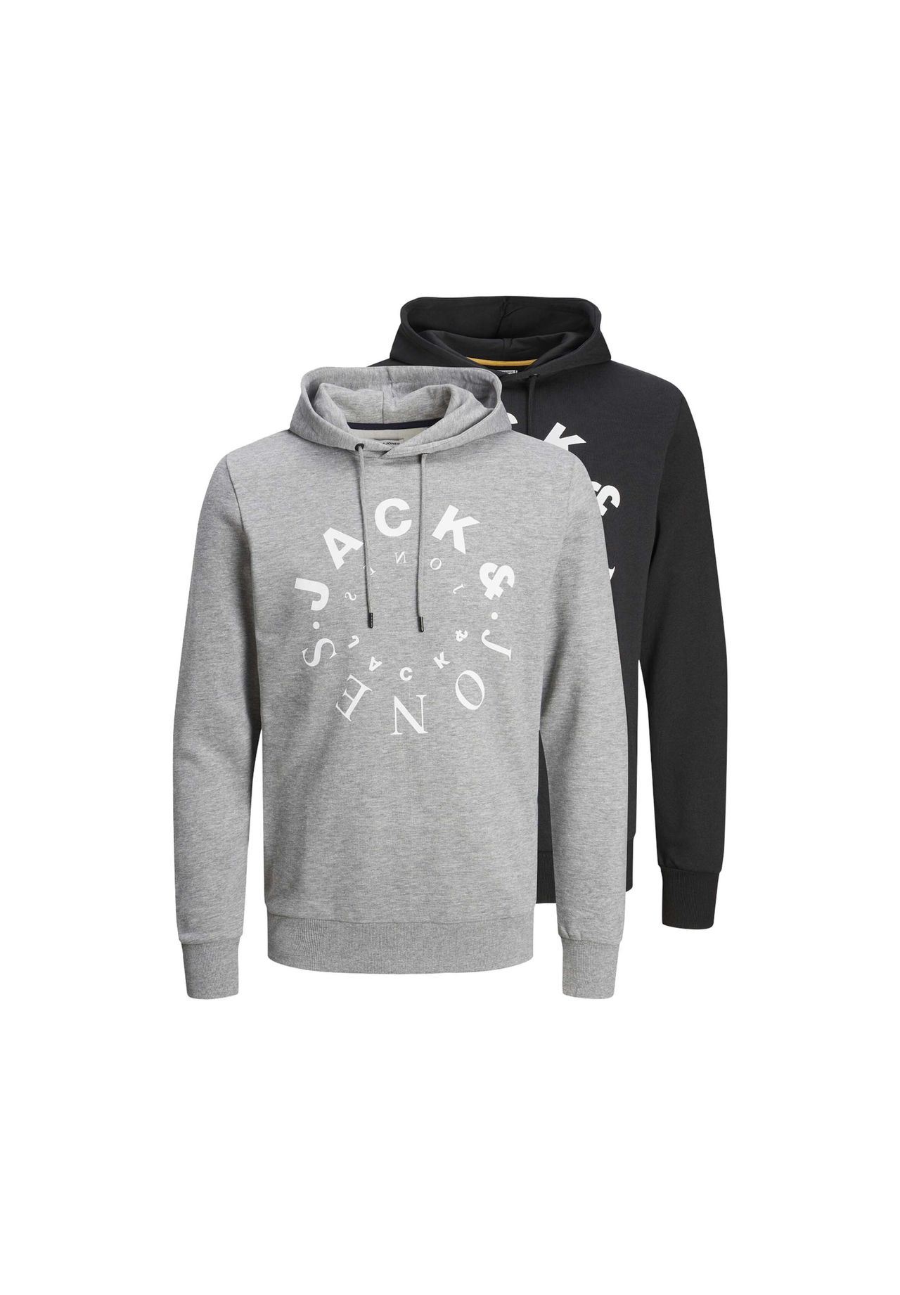 

Мужская толстовка, 2 шт - JJWARRIOR SWEAT HOOD, пуловер, логотип JACK & JONES, цвет Schwarz/grau
