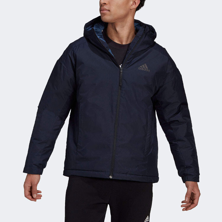 Стеганая куртка мужская темно-синяя Adidas, темно-синий — фото 2