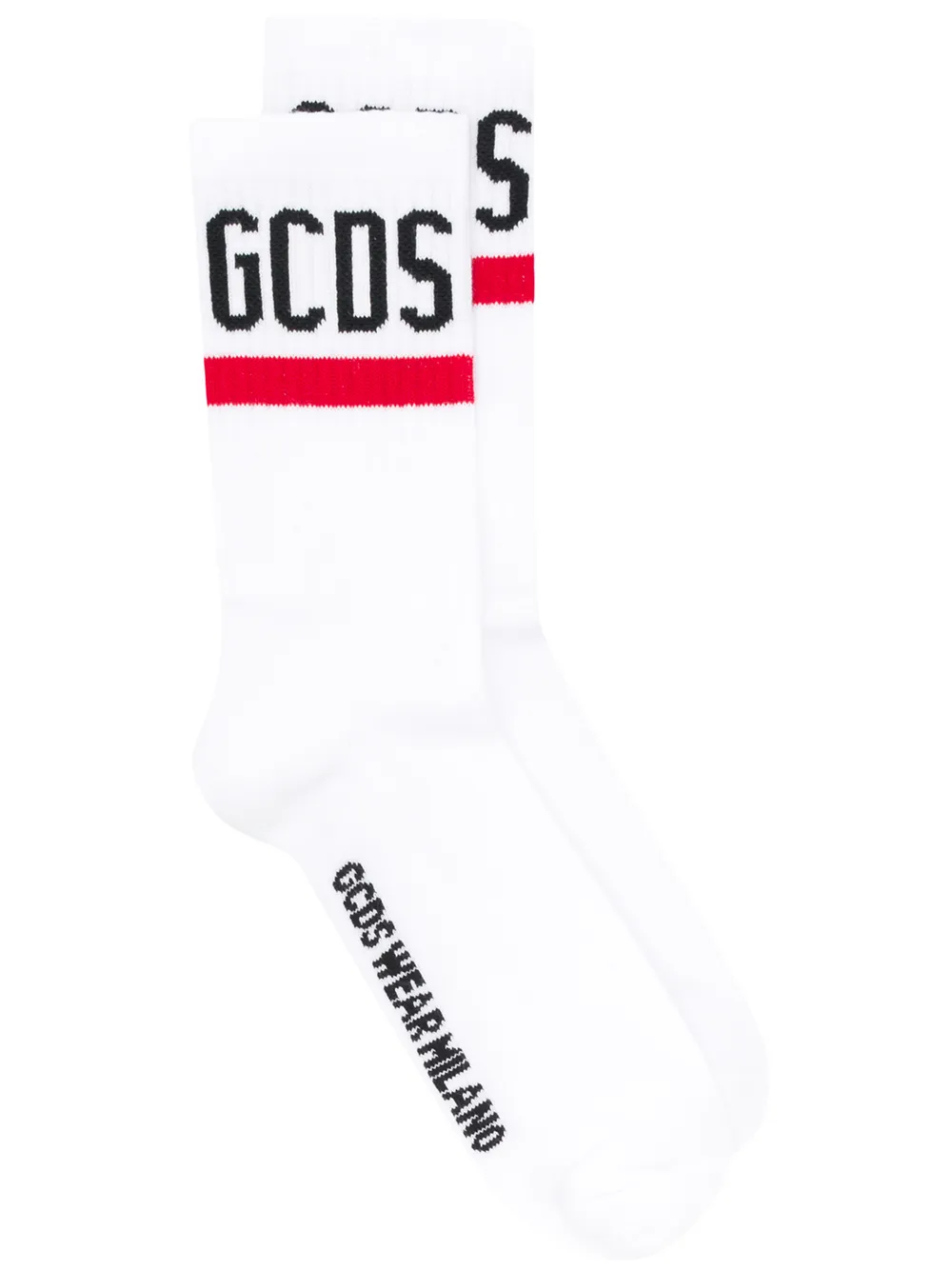 

Носки в рубчик с логотипом GCDS, белый