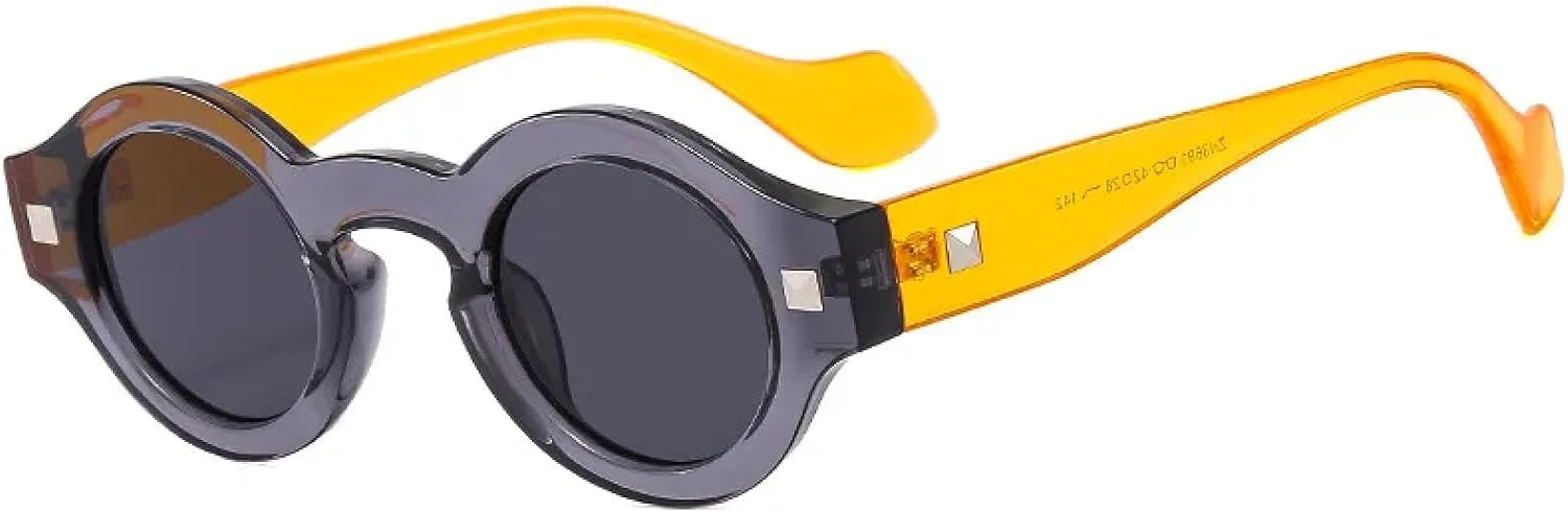 

Винтажные маленькие круглые солнцезащитные очки для женщин и мужчин, модные женские солнцезащитные очки класса люкс с защитой от УФ-излучения UV400 SZVVBKK, Yellow Black