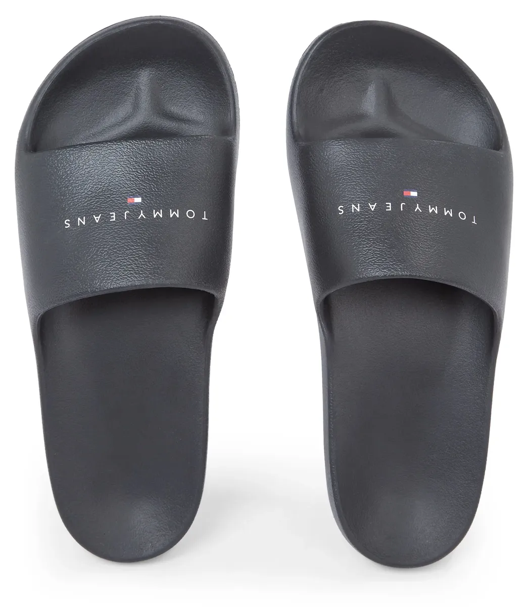Мюли Tommy Jeans "TJW PRINTED PU POOL SLIDE", платформа, летняя обувь, тапочки с надписью логотипа на повязке, черный — фото 4