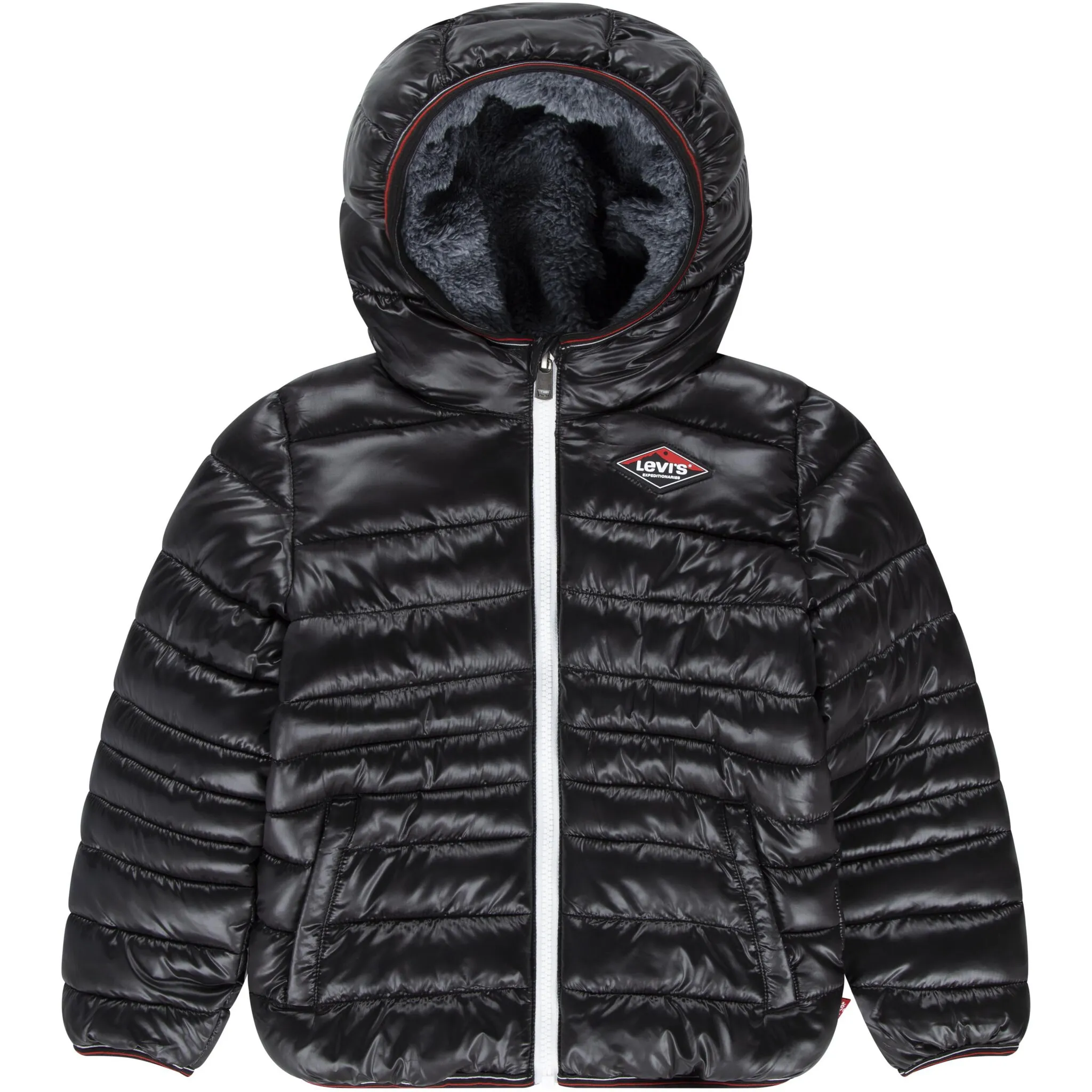 

Детская стеганая куртка Levi's «SHERPA LINED MDWT PUFFER JACKET», с капюшоном, для мальчика с капюшоном Levi'S Kids, черный