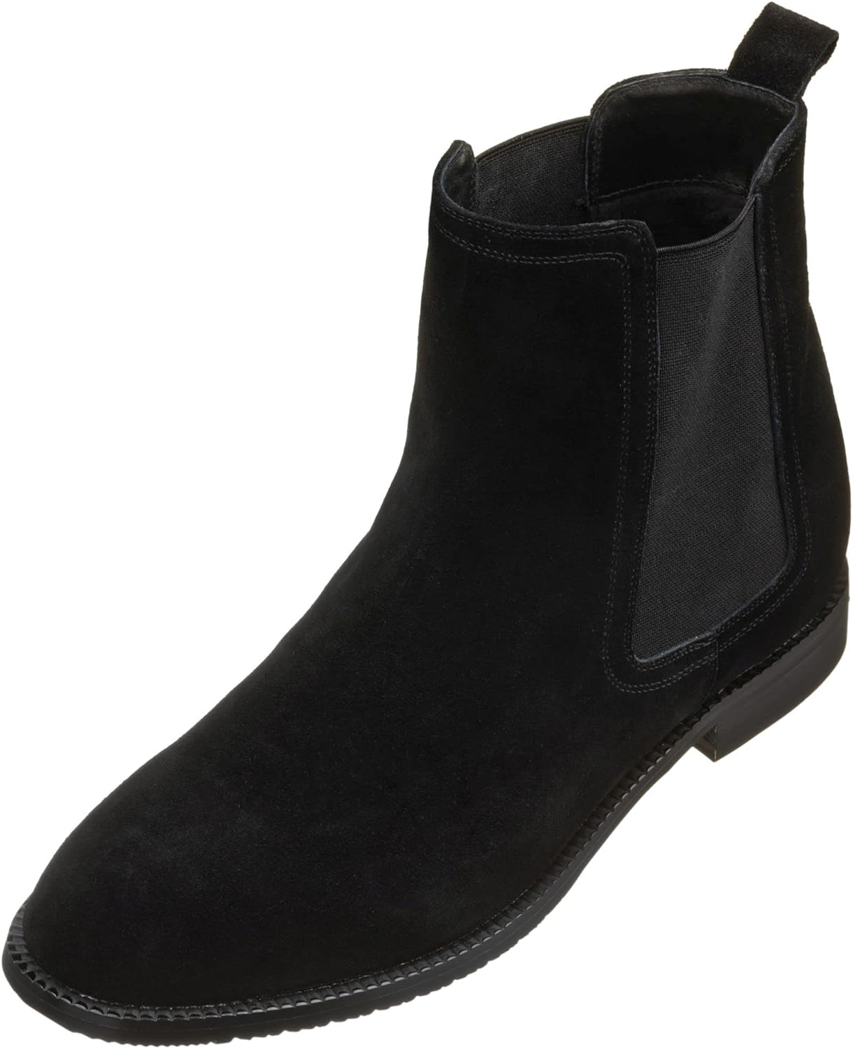 

Мужские невидимые ботинки-черевики CALTO с увеличением роста - замша цвета хаки, без шнуровки - челси - прибавка в росте 7 см - модель K33091 - размер 11,5 US D(M)