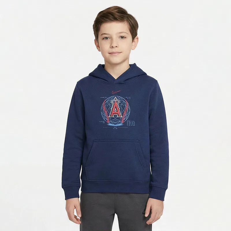 Детская толстовка с капюшоном X MLB утепленная Nike, Navy Blue — фото 4