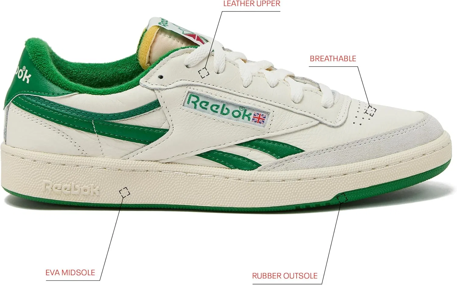 Женские кроссовки Reebok Club C Double Revenge, Chalk White Glen Size N — фото 2