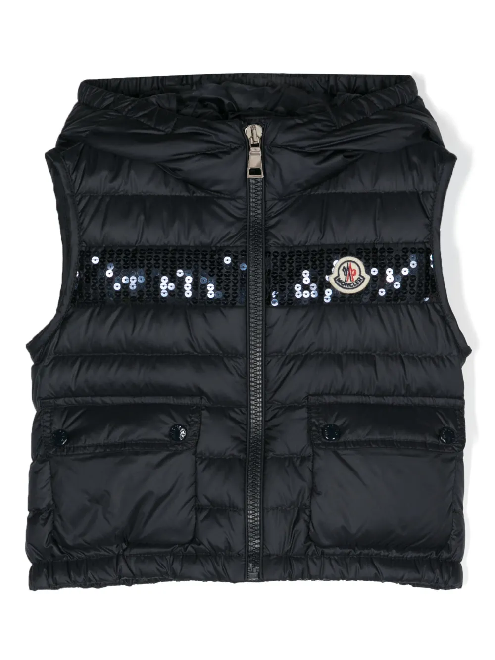 

Дутый жилет с нашивкой-логотипом Moncler Enfant, синий