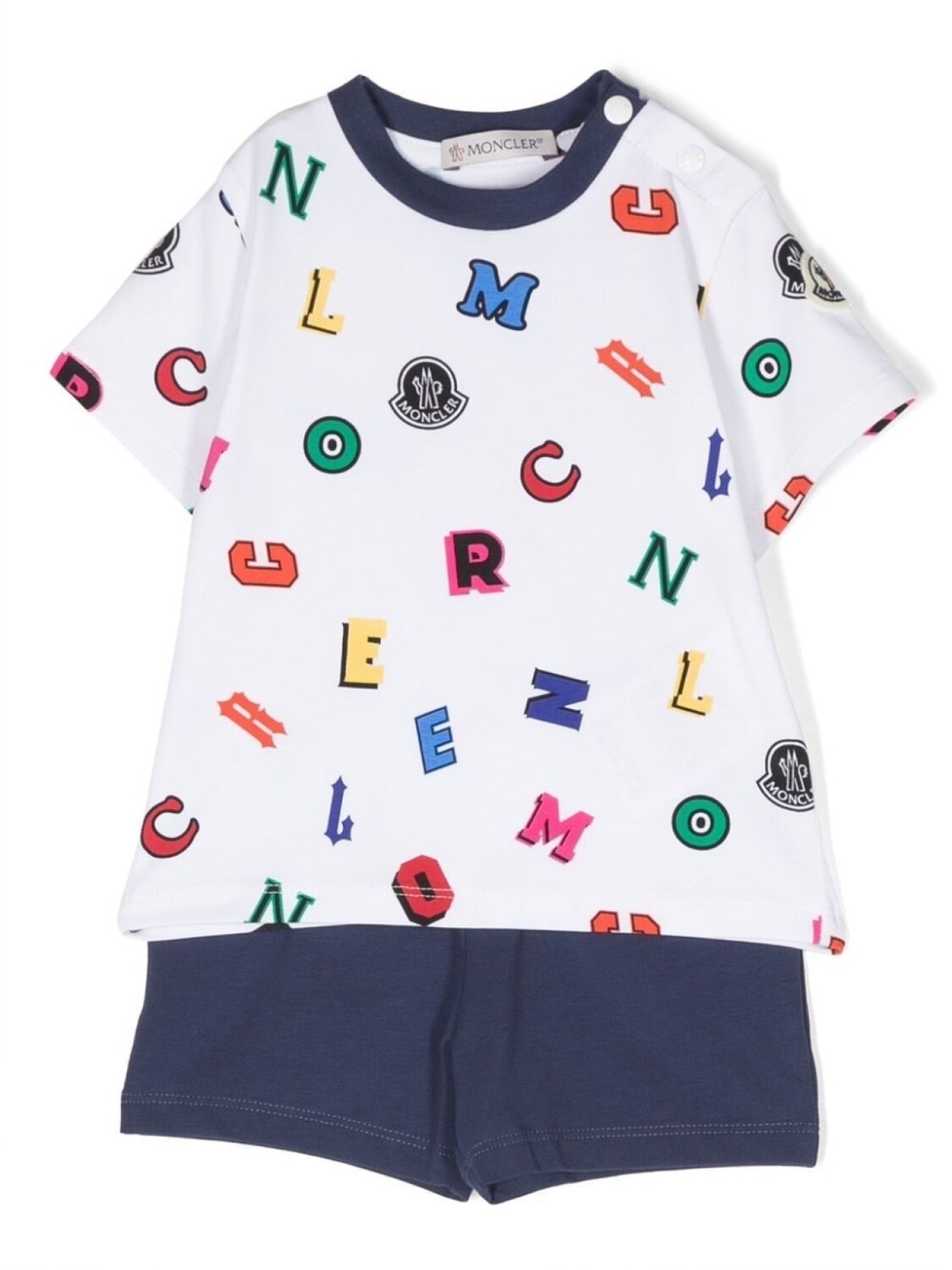 

Moncler Enfant комплект из шортов и футболки с графичным принтом, синий