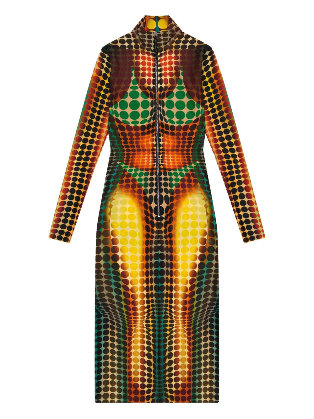 

Платье с высоким воротником на молнии Jean Paul Gaultier, желтый