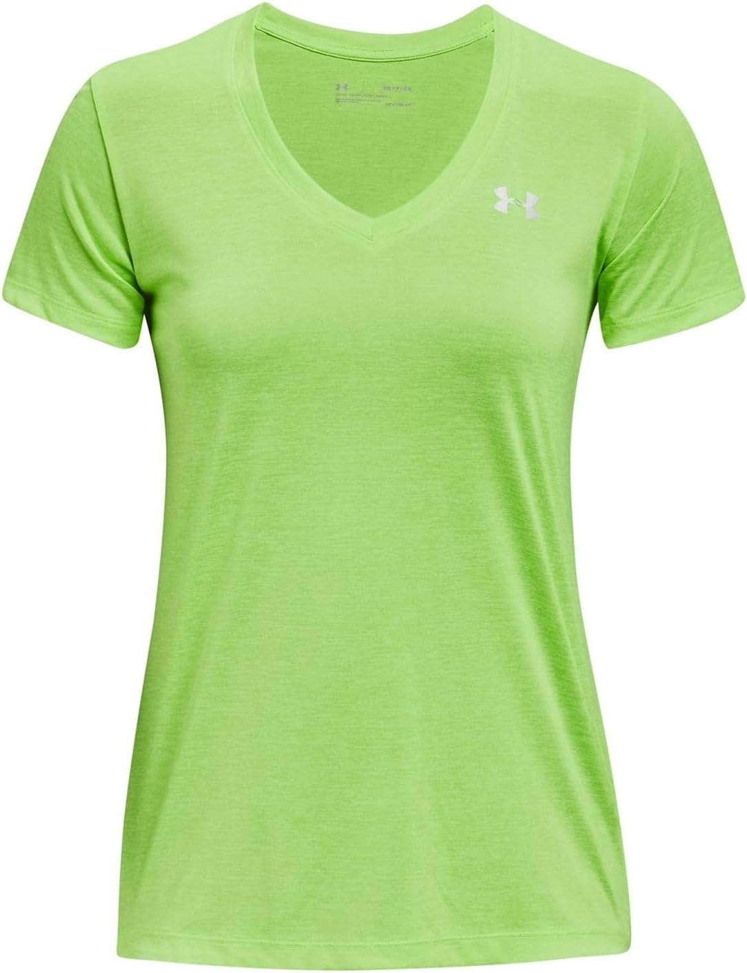 

Under Armour женская футболка Tech V-Neck Twist с коротким рукавом, Quirky Lime (753)/Metallic Silver