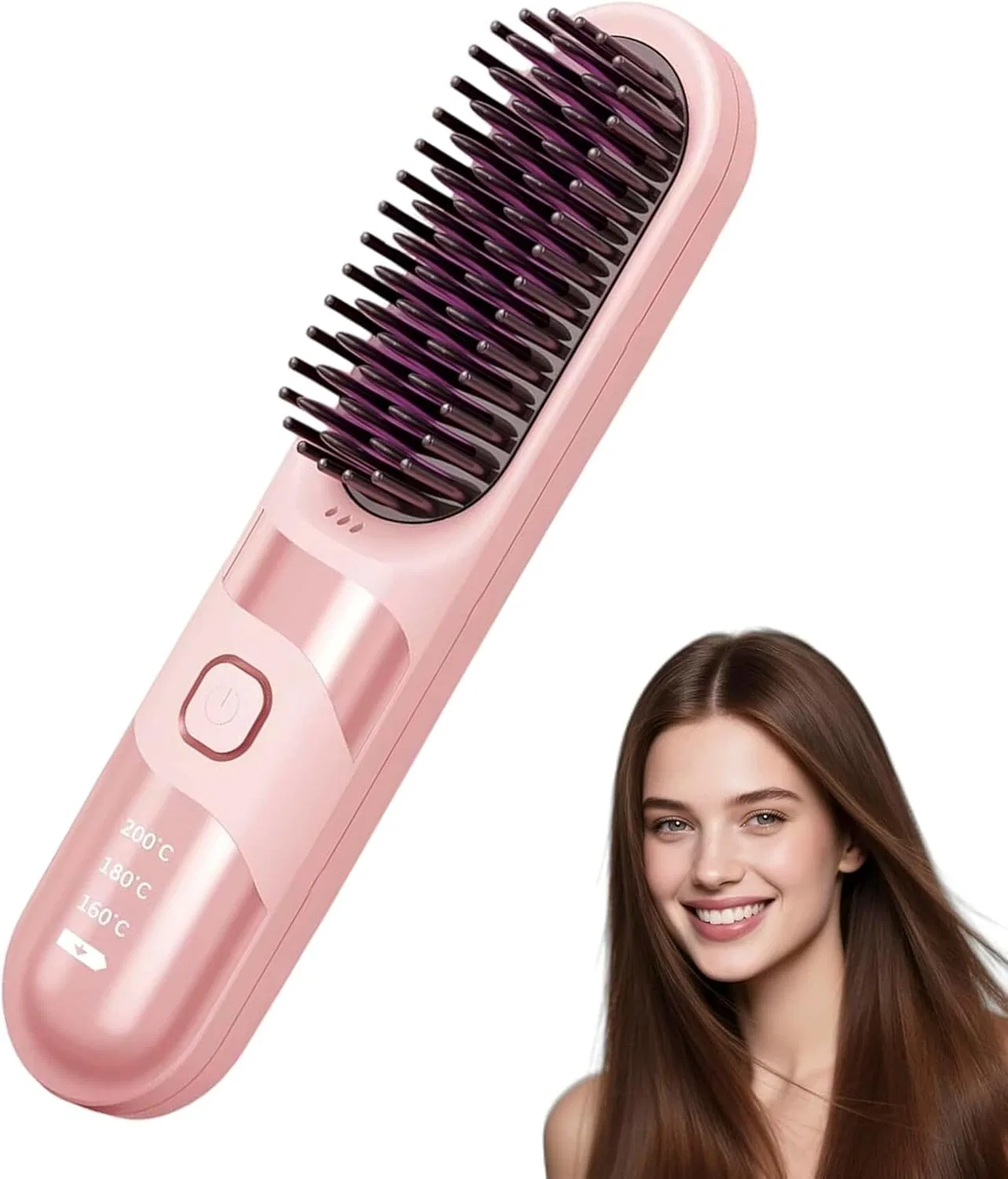 Беспроводная выпрямляющая щетка «Go Brush Negative» от Cefryna Herr Ozean, Pink