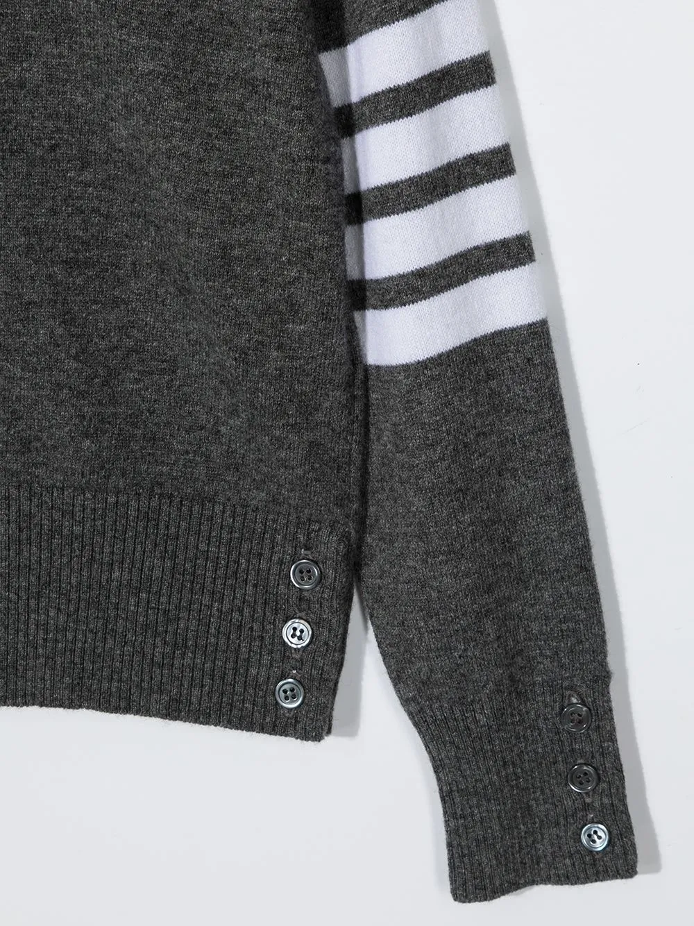 Кашемировый джемпер с полосками 4-Bar Thom Browne Kids, серый — фото 3