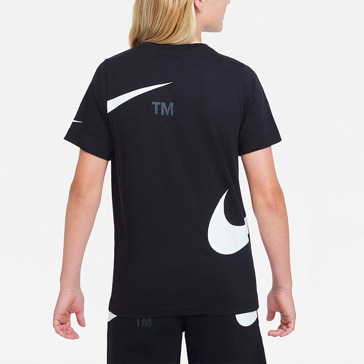 Футболка (GS) Nike Logo Printing Sports Round Neck Short Sleeve Boy Black T-Shirt DJ6616-010 — фото 3