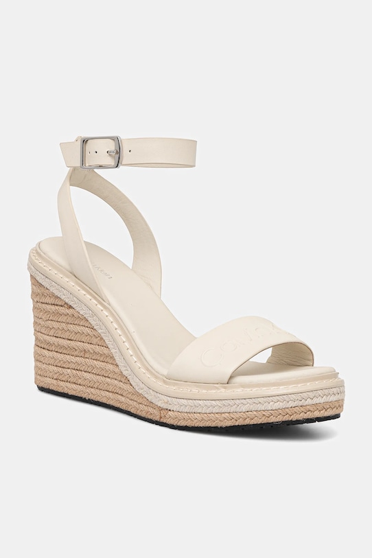 Кожаные сандалии Wedge Sandal 70 на платформе Calvin Klein, бежевый