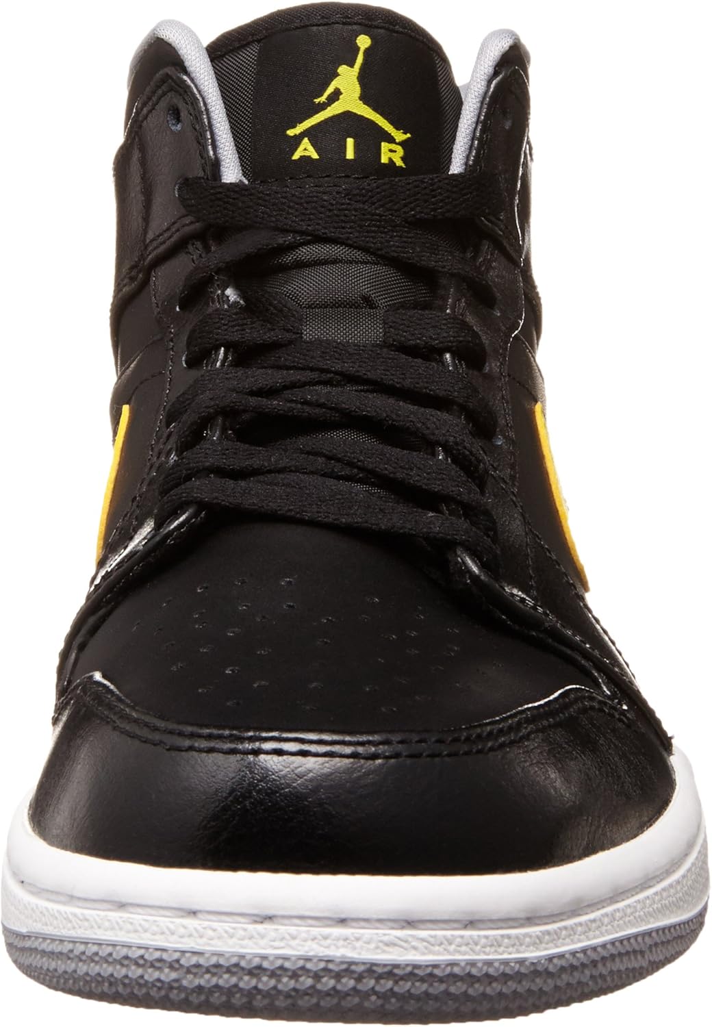 Баскетбольные кроссовки Air Jordan Nike Air 1 Mid, черные/ярко-желтые/серые, Mid Black/Vibrant Yellow/Gray — фото 2