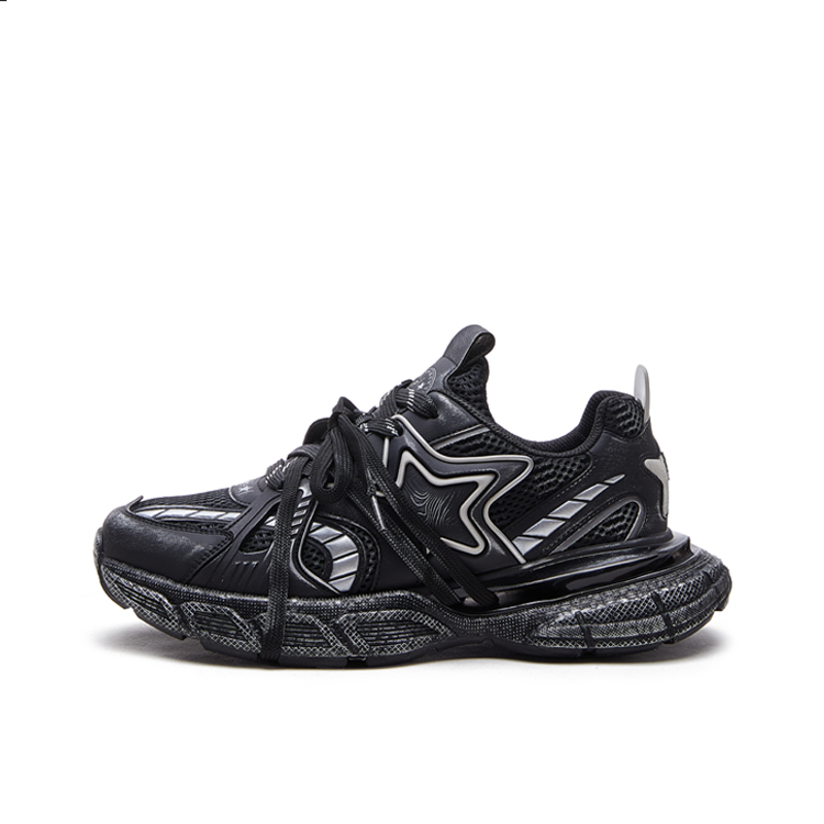 

IG+GI Кроссовки Cushioned Anti-Slip Wear-Resistant Breathable Lightweight Low-Top Chunky Sneakers Men's Black