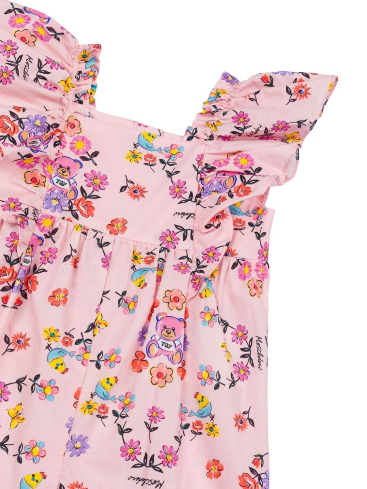 Moschino Kids ромпер с цветочным принтом, розовый — фото 3