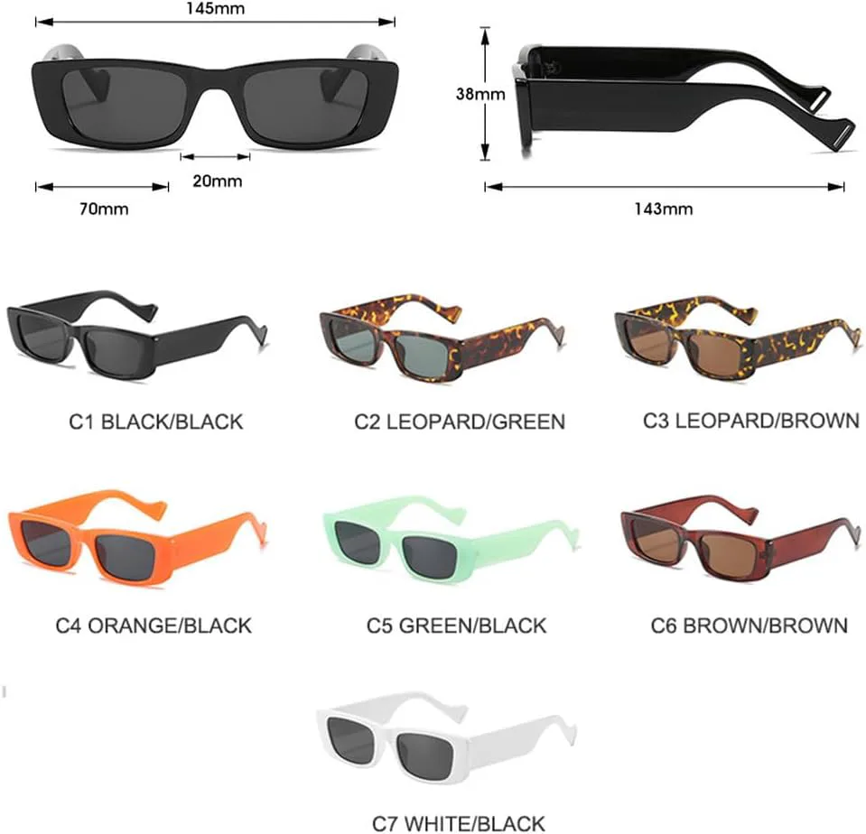 

Винтажные солнцезащитные очки для женщин в стиле ретро, ​​маленькие прямоугольные солнцезащитные очки, сексуальные женские очки для мужчин HHZZYVY, White-black