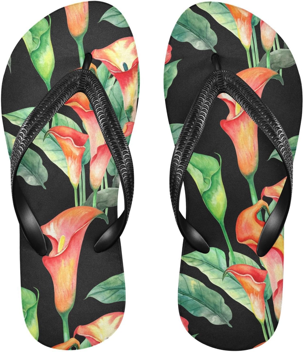 

Мужские пляжные шлепанцы Calla Foliage черные, резиновые, с противоскользящей подошвой, летние тапочки для душа и прогулки Sinestour